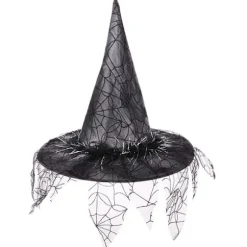 Halloween heksehat i net, troldmandshat, makeupkostume, rekvisit, cosplay