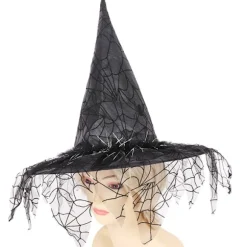 Halloween Heksehat Mesh Troldmandshat Makeup Kostume Tilbehør Co