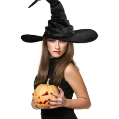 Halloween Heksehat Sort Stor Flæset Heksehat Halloweenfest