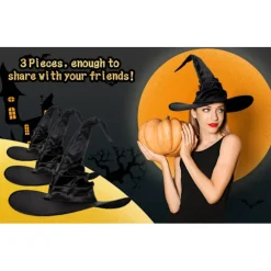 Halloween Heksehat Sort Stor Flæset Heksehat Halloweenfest