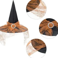 Halloween Heksehat til Kvinder Spids Blonde Halloween Kostumetilbehør til Fest