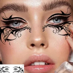 Halloween hekseøjenmakeup midlertidige tatoveringer, 10 stykker realistiske falske øjentatoveringsmærkater, velegnet til rollespil og fester
