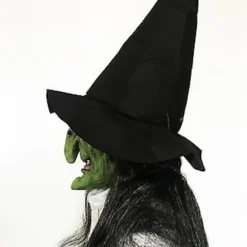 Halloween Horror Gammel Hexe Maske Med Hat Cosplay Gyser Klovn Hag Latexmasker Grøn Ansigt Stor Næse Gammel Kvinde Kostume Party Props