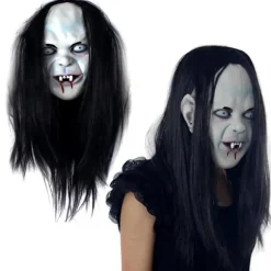 Halloween Horror Grimace Ghost Maske Langt Hår Paryk Grudge Sadako G