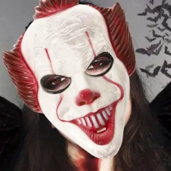 Halloween Horror Klovneansigtsmaske Skræmmende Cosplay Klovneansigtsmaske Hjelm Halloween Fest Kostume Rekvisit Maskerade