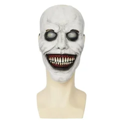Halloween horror maske COS smil eksorcisme hvidt øje latex maske