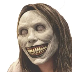 Halloween horror maske COS smil eksorcisme hvidt øje latex maske