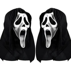 Halloween horror maske, skrigmaske, Ghostface, uhyggelig film for børn og voksne, egnet til spøgelseshuse, temafester og rollespil