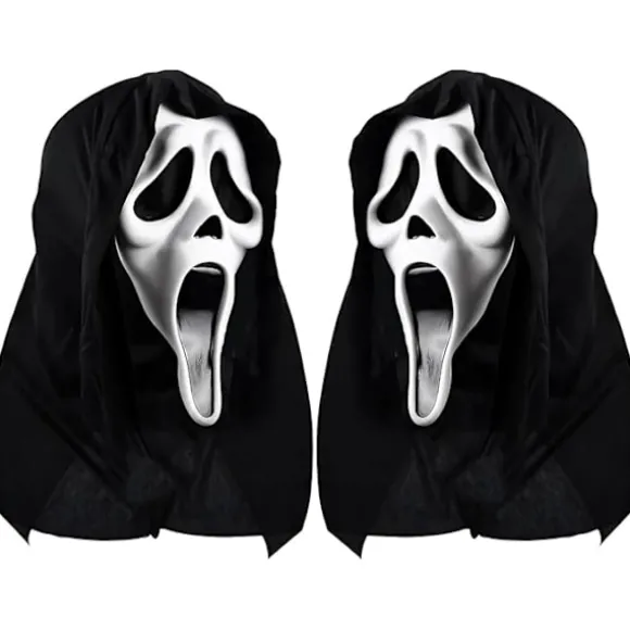 Halloween horror maske, skrigmaske, Ghostface, uhyggelig film for børn og voksne, egnet til spøgelseshuse, temafester og rollespil