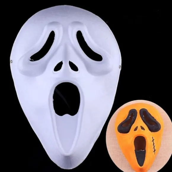 Halloween horror maske, skrigmaske, Ghostface, uhyggelig film for børn og voksne, egnet til spøgelseshuse, temafester og rollespil