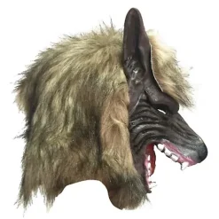 Halloween Horror Vild Ulvehovedmaske Maskerade Fluffy Hovedbeklædning Dekoration T Brown