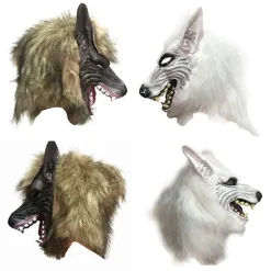 Halloween Horror Vild Ulvehovedmaske Maskerade Fluffy Hovedbeklædning Dekoration T Brown