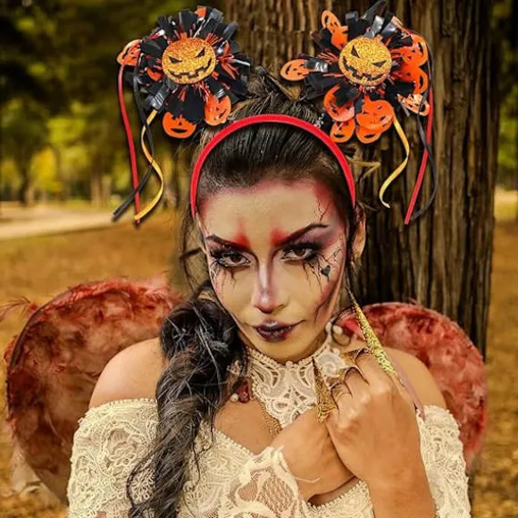 Halloween Hårbånd til Kvinder, Græskar Skelet Hovedbeklædning til Halloween Kostume Cosplay Fest, Halloween Tilbehør Gaver, A