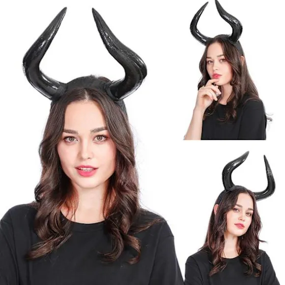 Halloween hårsløjfe Oksehorn pandebånd Temafest præstation Hovedbeklædning Gotisk horn pandebånd Cosplay hårtilbehør