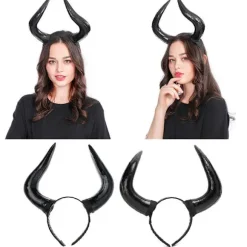Halloween hårsløjfe Oksehorn pandebånd Temafest præstation Hovedbeklædning Gotisk horn pandebånd Cosplay hårtilbehør