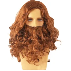 Halloween Jesus Paryk Kostume Rekvisitter Lang Krøllet Paryk Sjov Brun W One Size