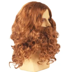 Halloween Jesus Paryk Kostume Rekvisitter Lang Krøllet Paryk Sjov Brun W One Size