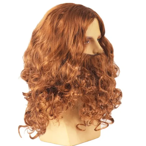Halloween Jesus Paryk Kostume Rekvisitter Lang Krøllet Paryk Sjov Brun W One Size