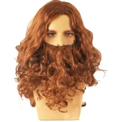 Halloween Jesus Paryk Kostume Rekvisitter Lang Krøllet Paryk Sjov Brun W One Size