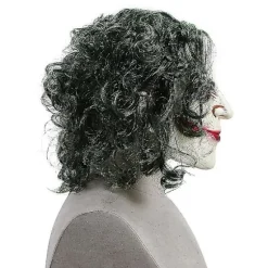Halloween Joker Mask Cosplay Horror Skræmmende klovne maske med grønt hår as shown 1 PC