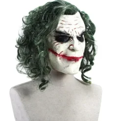 Halloween Joker Maske Cosplay Horror Klovnemaske med Grønt Hår_tfrf