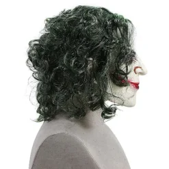 Halloween Joker Maske Cosplay Horror Skræmmende Klovn Maske Med Grønt Hår[YJD] White 1Pc