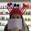Halloween Jul Sød Rød Hummer Krabbe Hat Voksen Fancy Fest Kostume Kasket Gave