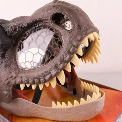 Halloween Jurassic World Dinosaur Cosplay Maske Tyrannosaurus Rex Bevægelig Mund Nyhed Maske Fest Kostume Tilbehør Brown