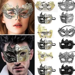 Halloween Karneval Venedig Metal Diamant Maske Maskerade Fest Maske Par A7
