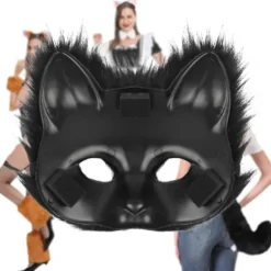 Halloween Kattemaske Sæt, Pels Kostume, Ræv Kostume Cosplay Kostume, Halloween, Rævehale Cosplay, Halloween Rævemaske, Karneval Halloween Party Cosplay Black | Fyndiq
