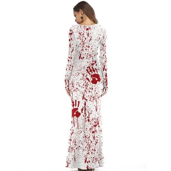 Halloween kjole Kvinde Voksen/kostume med blodtryk White L