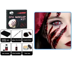 Halloween kosmetisk taske simulering plasma hud voks formning ar w