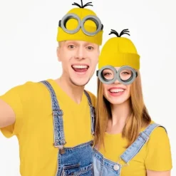 Halloween Kostume Beanie Hat Minion Briller Handsker Maskerade Kostume Despicable Me Cosplay Tilbehør Voksen