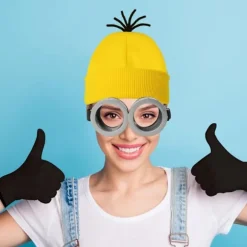 Halloween Kostume Beanie Hat Minion Briller Handsker Maskerade Kostume Despicable Me Cosplay Tilbehør Voksen