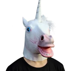 Halloween Kostume Dyr Hoved Latex Maske Enhjørning Maske