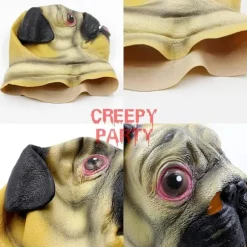 Halloween Kostume Fest Dyrehoved Latex Maske Mops Hund