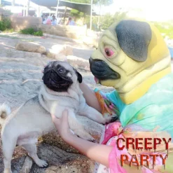 Halloween Kostume Fest Dyrehoved Latex Maske Mops Hund