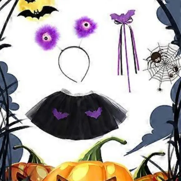 Halloween Kostume Sæt Tryllestav Skræmmende Øjeæble Hovedbeklædning Flagermus Nederdel Øjeæbler Hovedbøjle til Karneval Halloween Tema Fest (hovedbeklædning) | Fyndiq