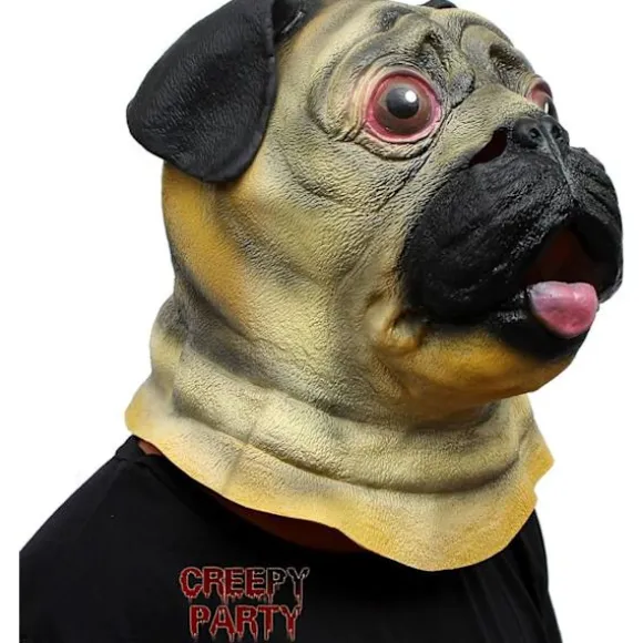 Halloween Kostumefest Dyrehoved Latex Maske Mops Hund