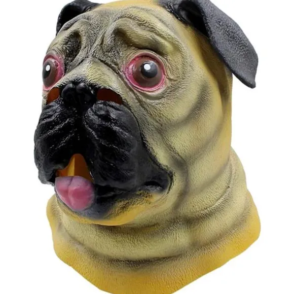 Halloween Kostumefest Dyrehoved Latex Maske Mops Hund
