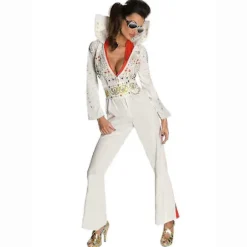 Halloween Kostumer 2024 Rocksanger Hvid Elvis Presley Cosplay Kostume Udendørs Fest Performance Dansekostume Kvinder, CJY Women en-US