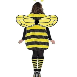 Halloween Kostumesæt til voksne - Sød gul bi mariehøne cosplay outfit med antenne pandebånd, stribede tights og leggings gul Yellow 140