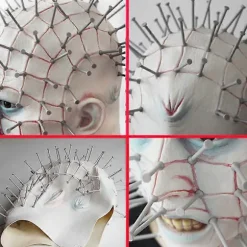 Halloween kreativ Hellraiser-maske, rædselsspøgelse, hovedbeklædning, neglemaske Billedfarve-FQ- Image color One size