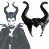 Halloween Latex Maleficent Hat med Onde Sorte Horn Dronning Hovedbeklædning