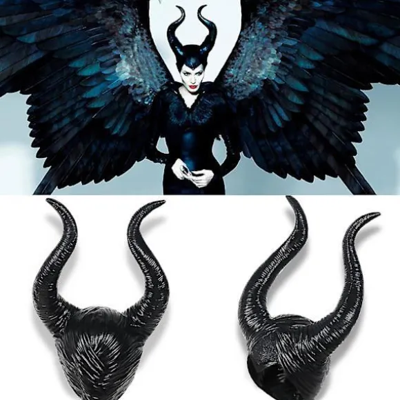 Halloween Latex Maleficent Hat med Onde Sorte Horn Dronning Hovedbeklædning