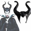 Halloween Latex Maleficent Hat med Onde Sorte Horn Dronning Hovedbeklædning