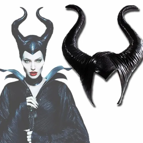 Halloween Latex Maleficent Hat Ondskabsfulde Sorte Horn Dronning Hovedbeklædning Hovedpynt