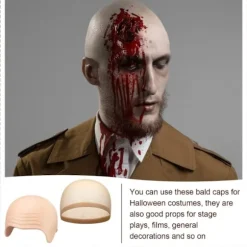 Halloween Latex Skaldet Hoveddækning Ingen Barberingsmaske - Hvid