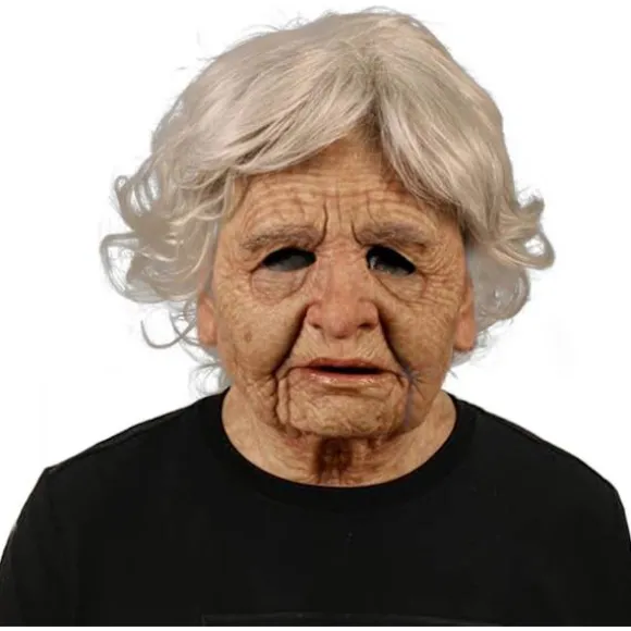 Halloween latexmaske - Gammel mand dekor realistisk ansigtsmaske til menneskelig rynke Mask-a