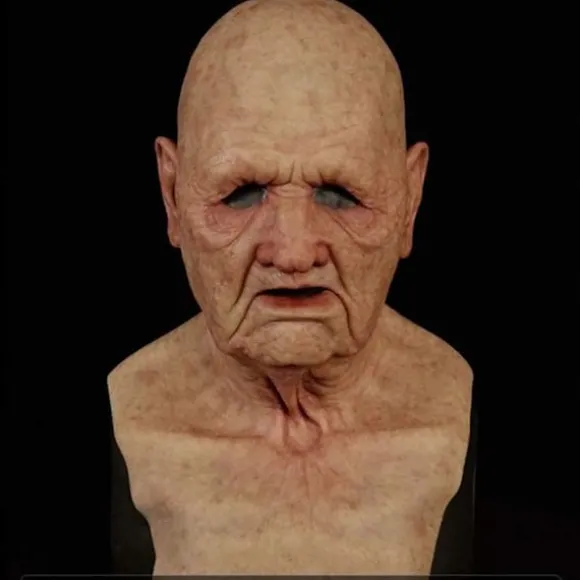 Halloween latexmaske - gammel mand dekor realistisk ansigtsmaske til menneskelig rynke A
